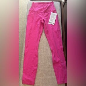 Lululemon NWT - pink like Barbie color -leggings 25” w/pockets